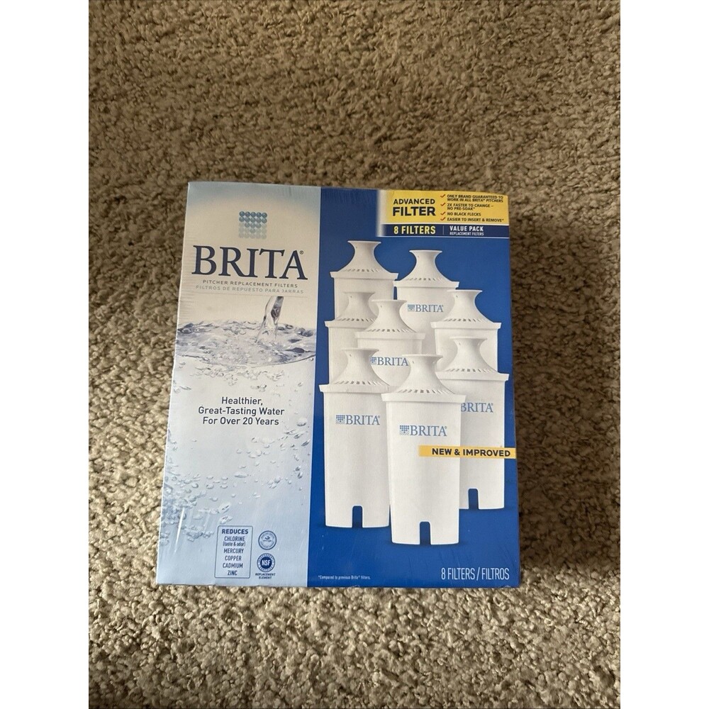 Brita Water Filter 8 Pack Individually Sealed Fits All Brita Pitchers 16.9 Ounce